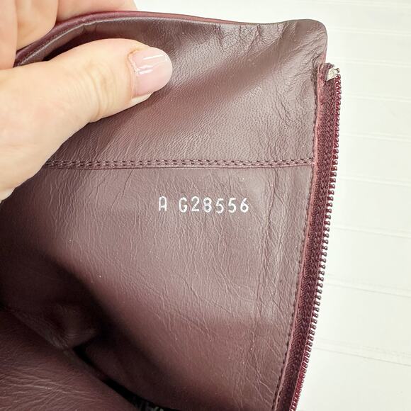 Chanel CC Burgundy Leather CC Quilted Diamond Stitched Block Heel Boots Calf 38 - Picture 4 of 13